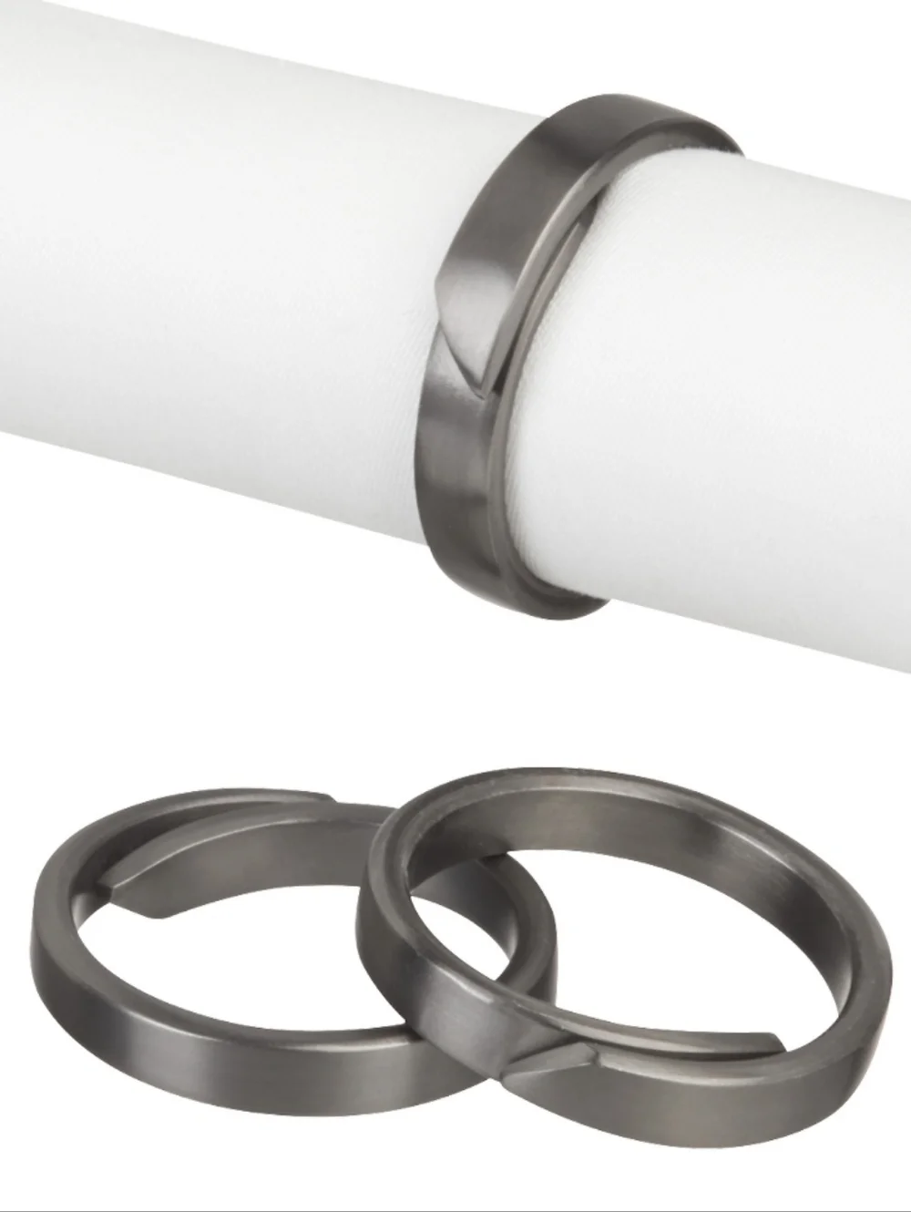 Crate&Barrel Black Wrap Napkin Rings (Set Of 8) NEW